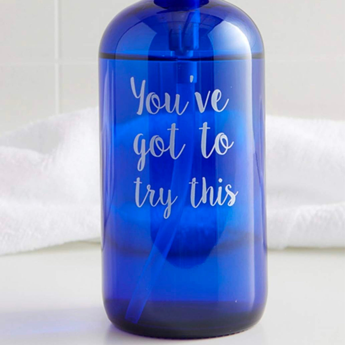 47th & Main Glass Soap Dispenser Pump Bottle With Fun Messages