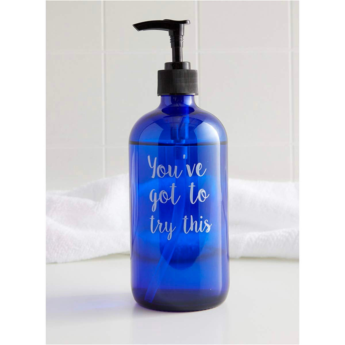 47th & Main Glass Soap Dispenser Pump Bottle With Fun Messages
