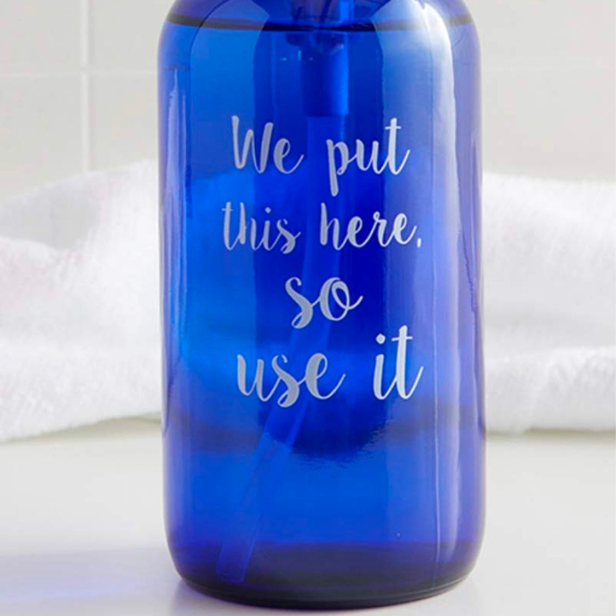 47th & Main Glass Soap Dispenser Pump Bottle With Fun Messages