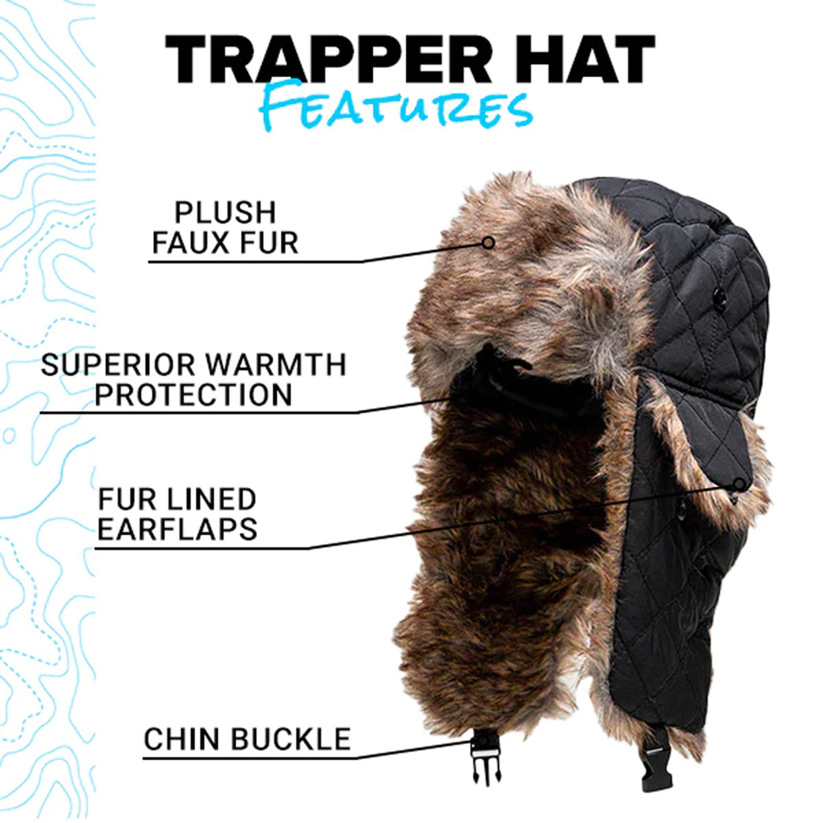 SA Winter Ushanka Faux Fur Trapper Pilot Hat – Ear Flaps Adjust
