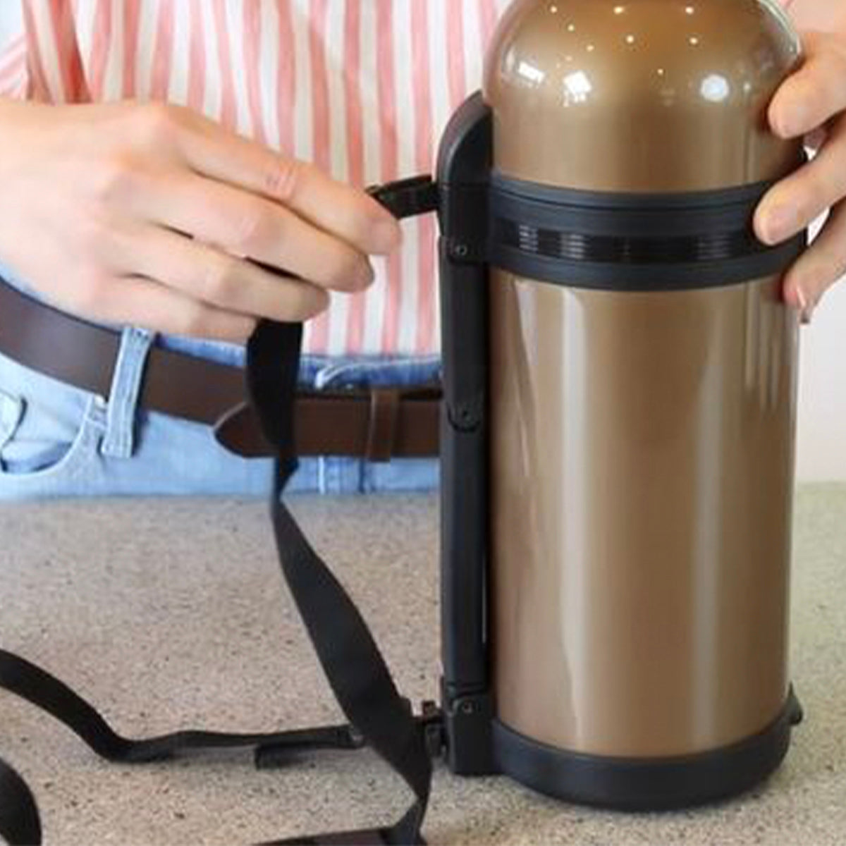 Timolino 40oz Vacuum Seal Stainless Steel Bottle – Foldout Handle