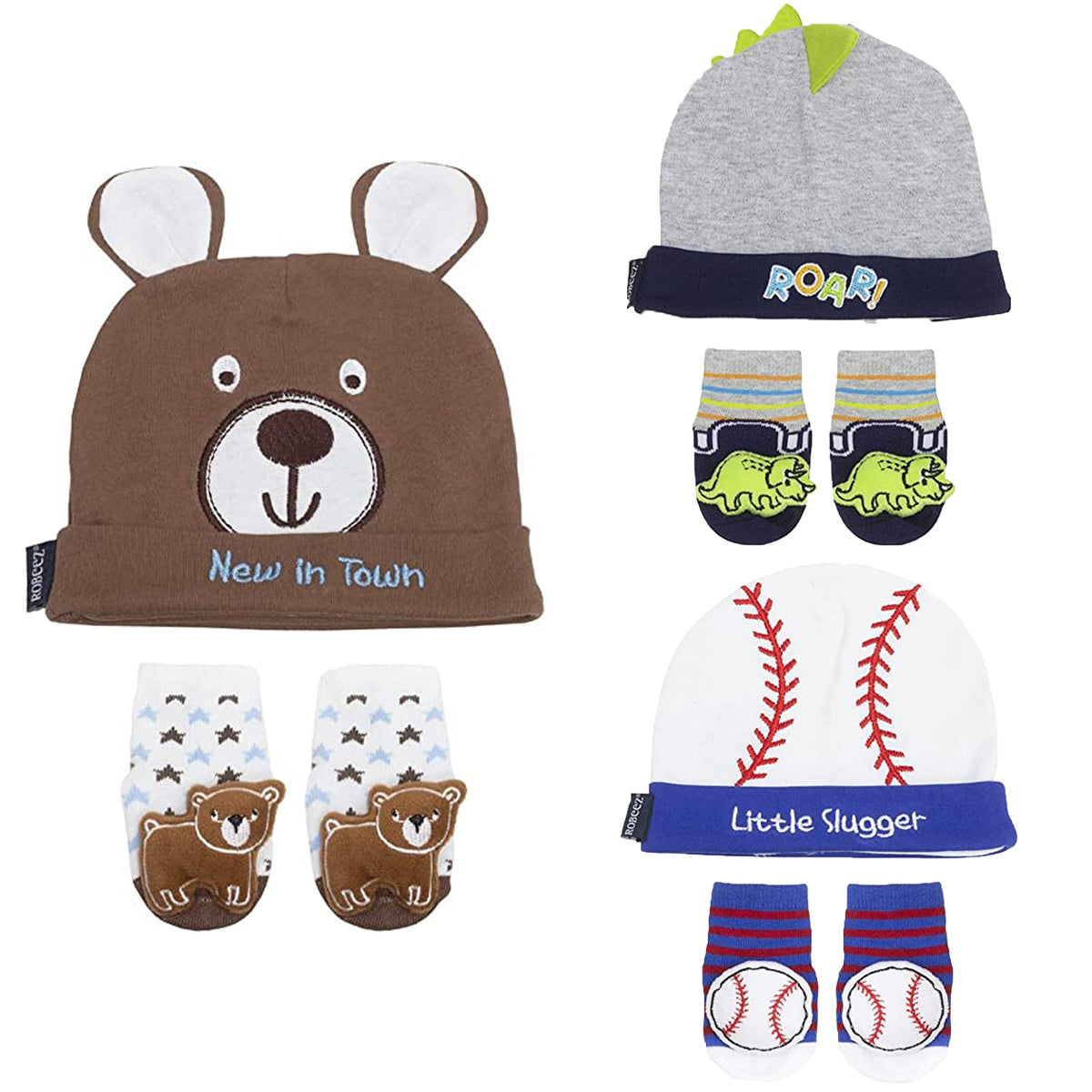 2pc Robeez Baby Boy Accessories Set – Hat, Socks, 0-12M