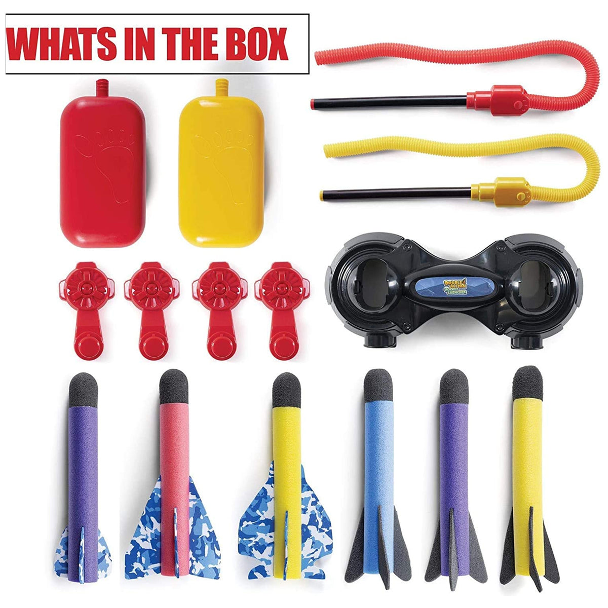 Prextex Double Foam Rocket Launcher – Air Pump Shoots Up To 100Ft