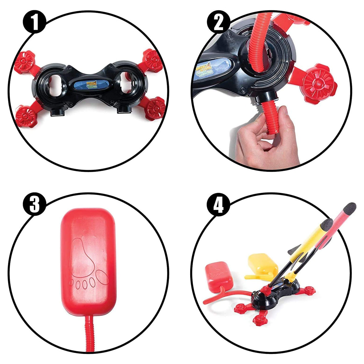 Prextex Double Foam Rocket Launcher – Air Pump Shoots Up To 100Ft