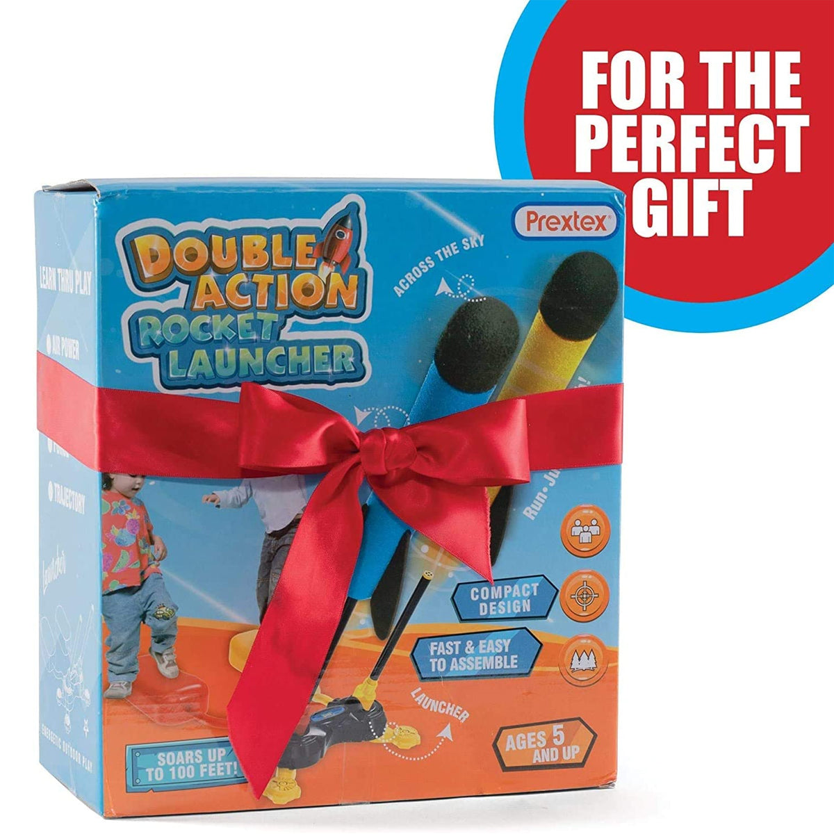 Prextex Double Foam Rocket Launcher – Air Pump Shoots Up To 100Ft