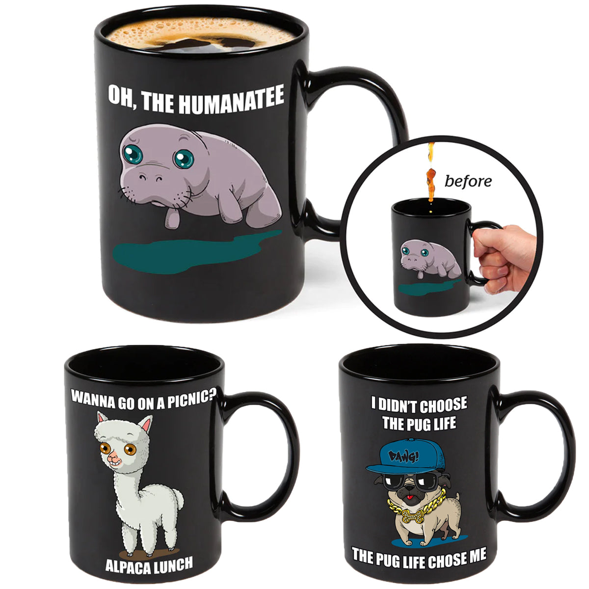 BigMouth 16oz Ceramic Mystery Mug – Funny Puns Magically Appear!