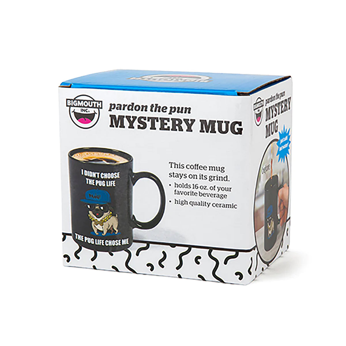BigMouth 16oz Ceramic Mystery Mug – Funny Puns Magically Appear!