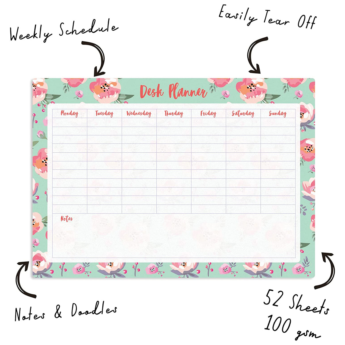 Pukka Pad Large Weekly Desk Planner – 52 Easy Tear Off Sheets