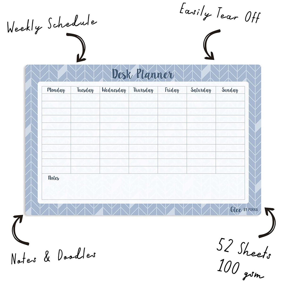Pukka Pad Large Weekly Desk Planner – 52 Easy Tear Off Sheets