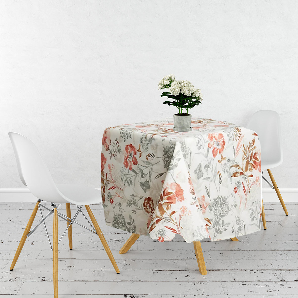 Floral 70” Round Laminated Fabric Tablecloth – Resists Spills