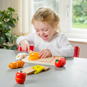 New Classic Toys Wooden Food Cutting Play Set – Meals