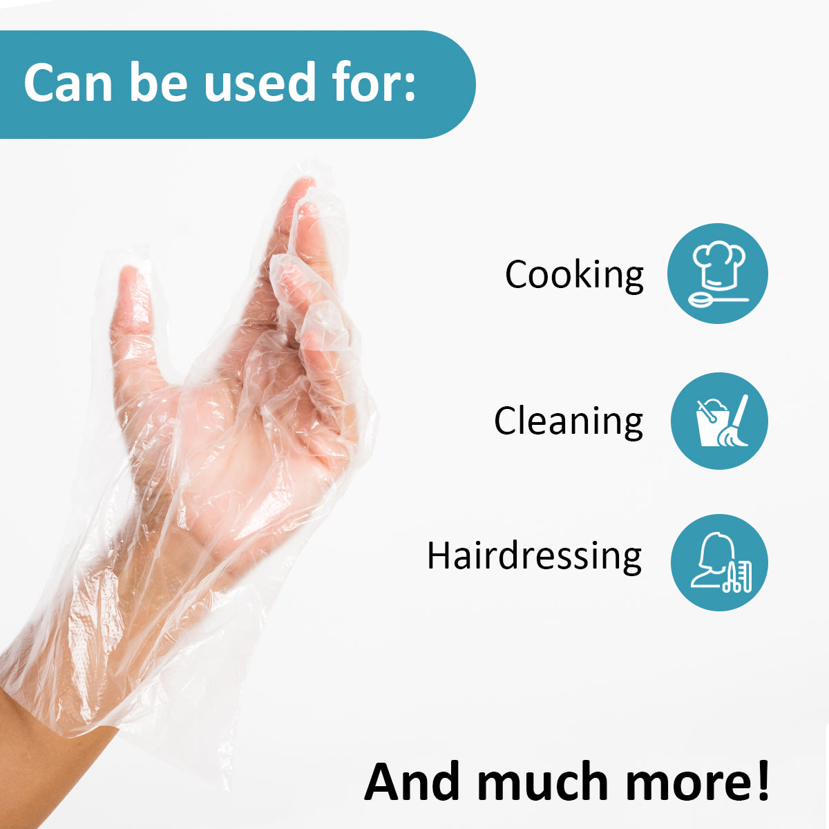 100pk Disposable Plastic Gloves – For Food Service & Cleaning