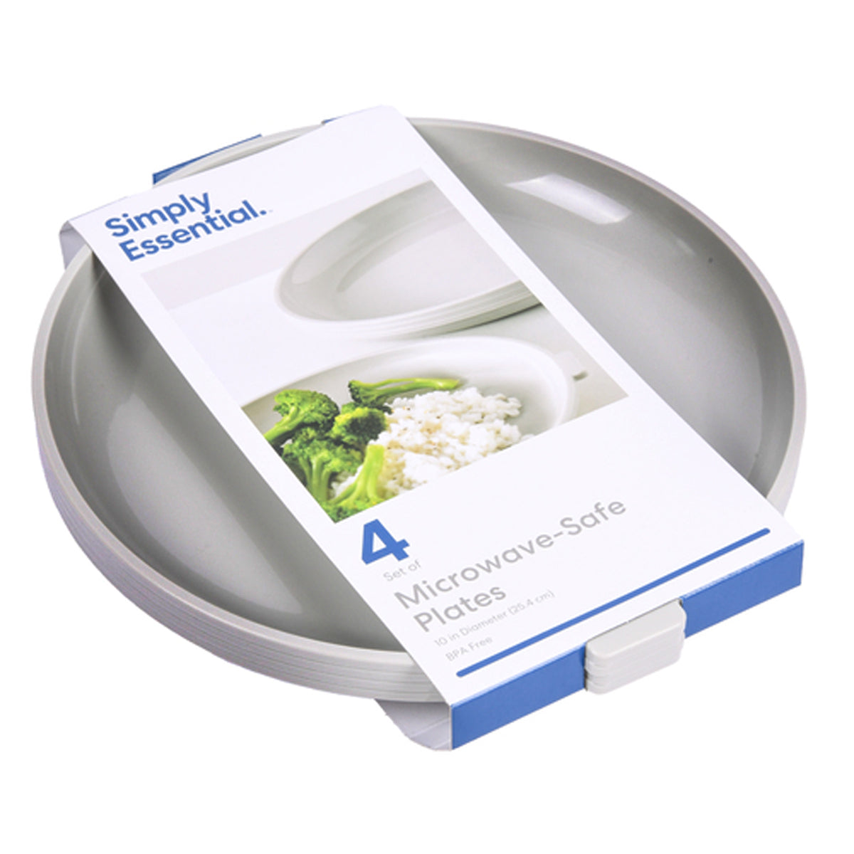 4pk Set 10” Microwave-Safe Plastic Plates – Reusable, Stackable