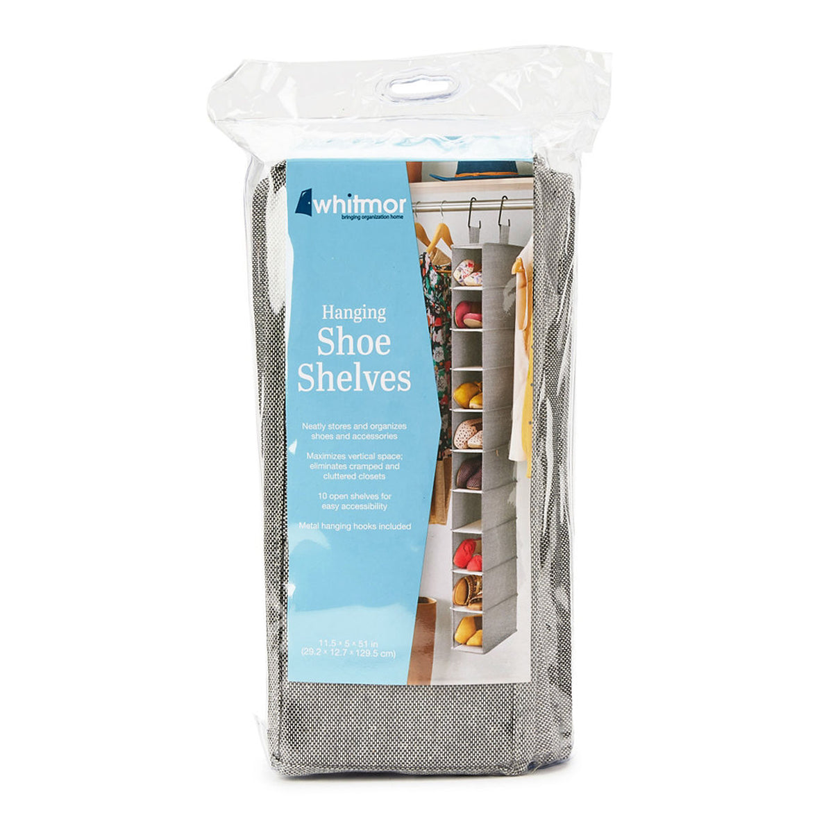 Whitmor Hanging Shoe Shelves – 10 Sections Store & Organize