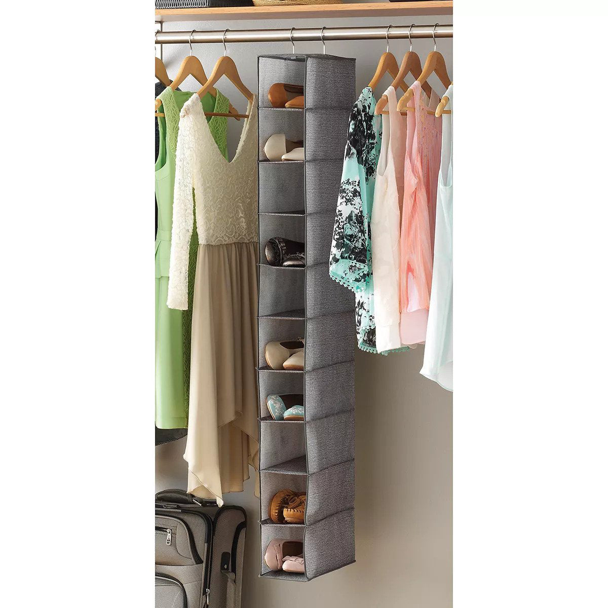 Whitmor Hanging Shoe Shelves – 10 Sections Store & Organize