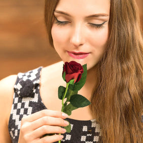Long Stem Velvet Rose – Scented Artificial Flower, Romantic Gift