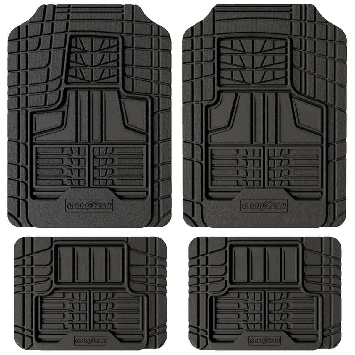 4pc Goodyear All-Weather Heavy-Duty Car Floor Mats – Trim To Fit