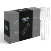 120pk Zeppoli 8” Plastic Fork Set – Clear, Sturdy, Recycle, Reuse