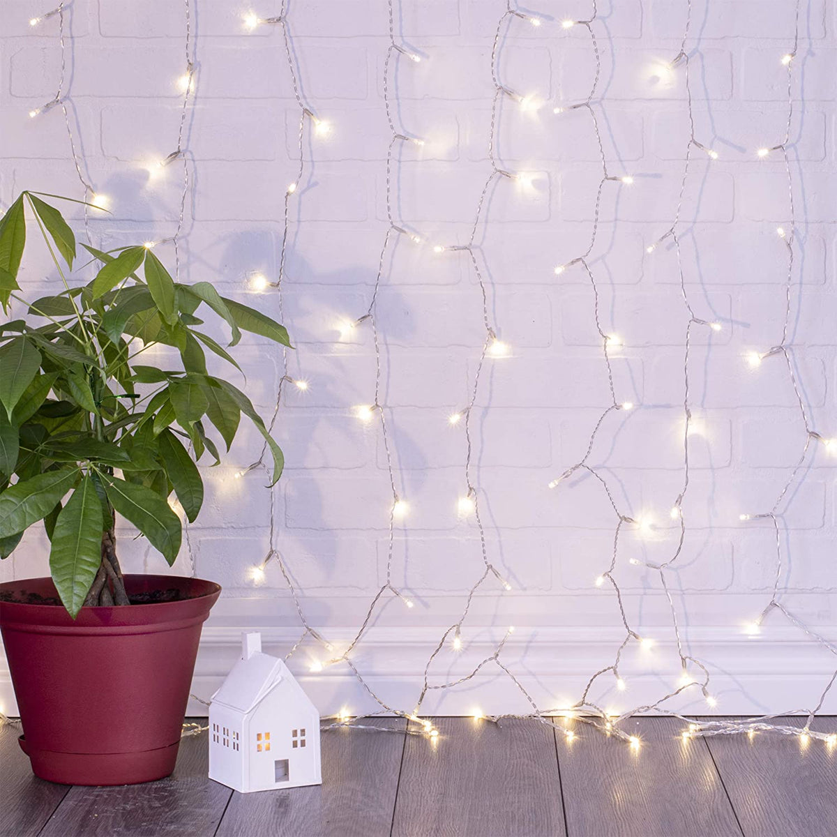 Sterno Home 300 White LED Curtain Lights – 8 Lighting Effects