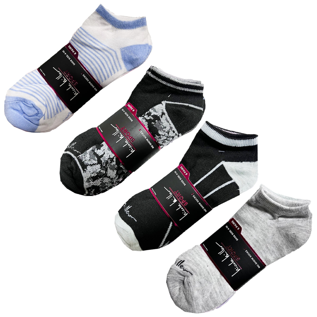 6 Pairs Nicole Miller Women’s No Show Socks – Flat Knit Comfort