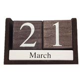 Wooden Block Perpetual Date Desktop Calendar – Reusable Any Year