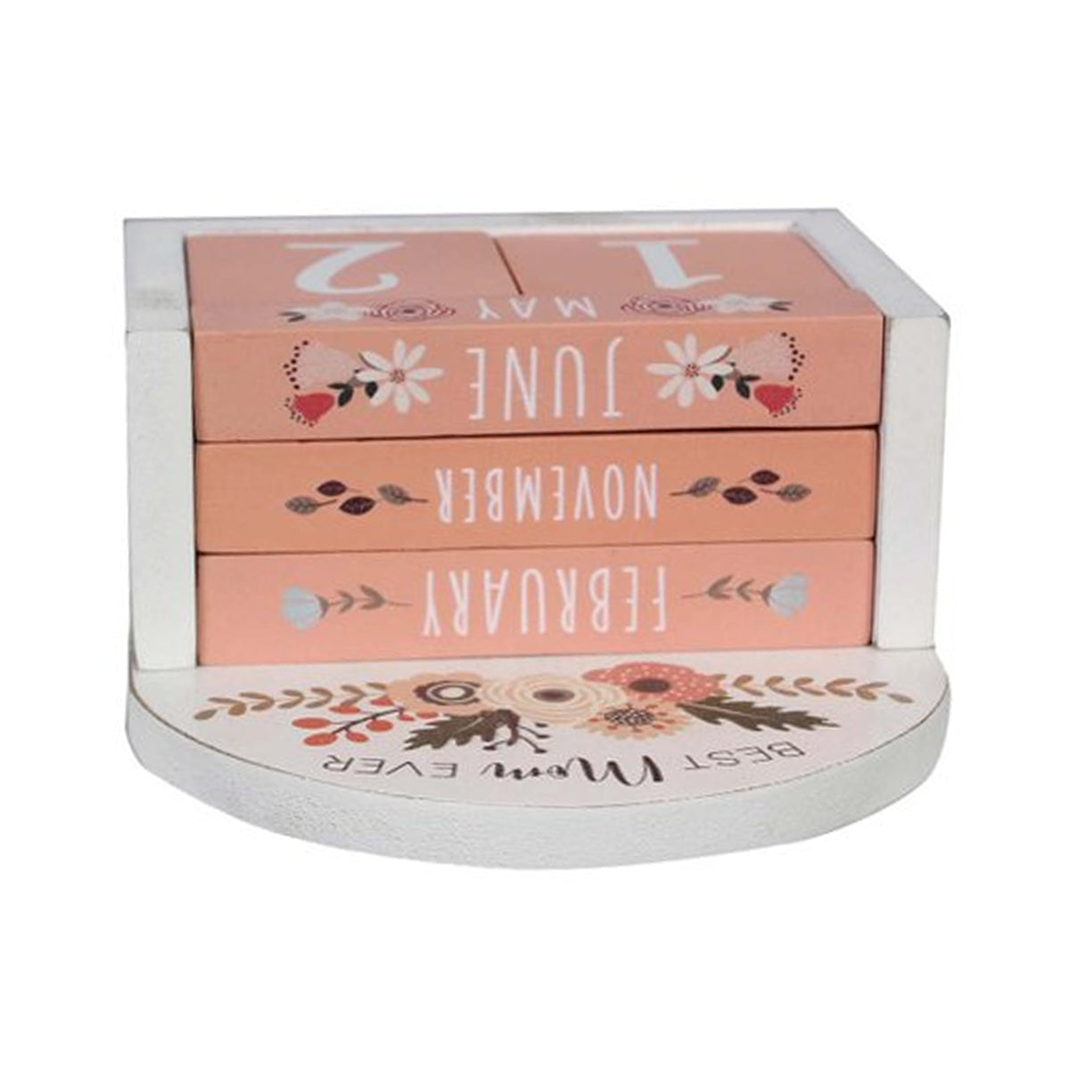 Best Mom Ever Wood Block Perpetual Date Desktop Calendar Any Year