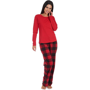 2pc Cherokee Women’s Pajamas Set – Scoop Top, Micro Fleece Pants