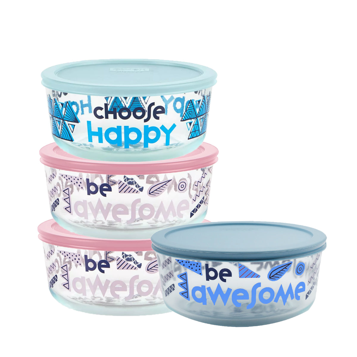 4pk Pyrex 2 Cup Glass Food Storage Containers – Random Patterns