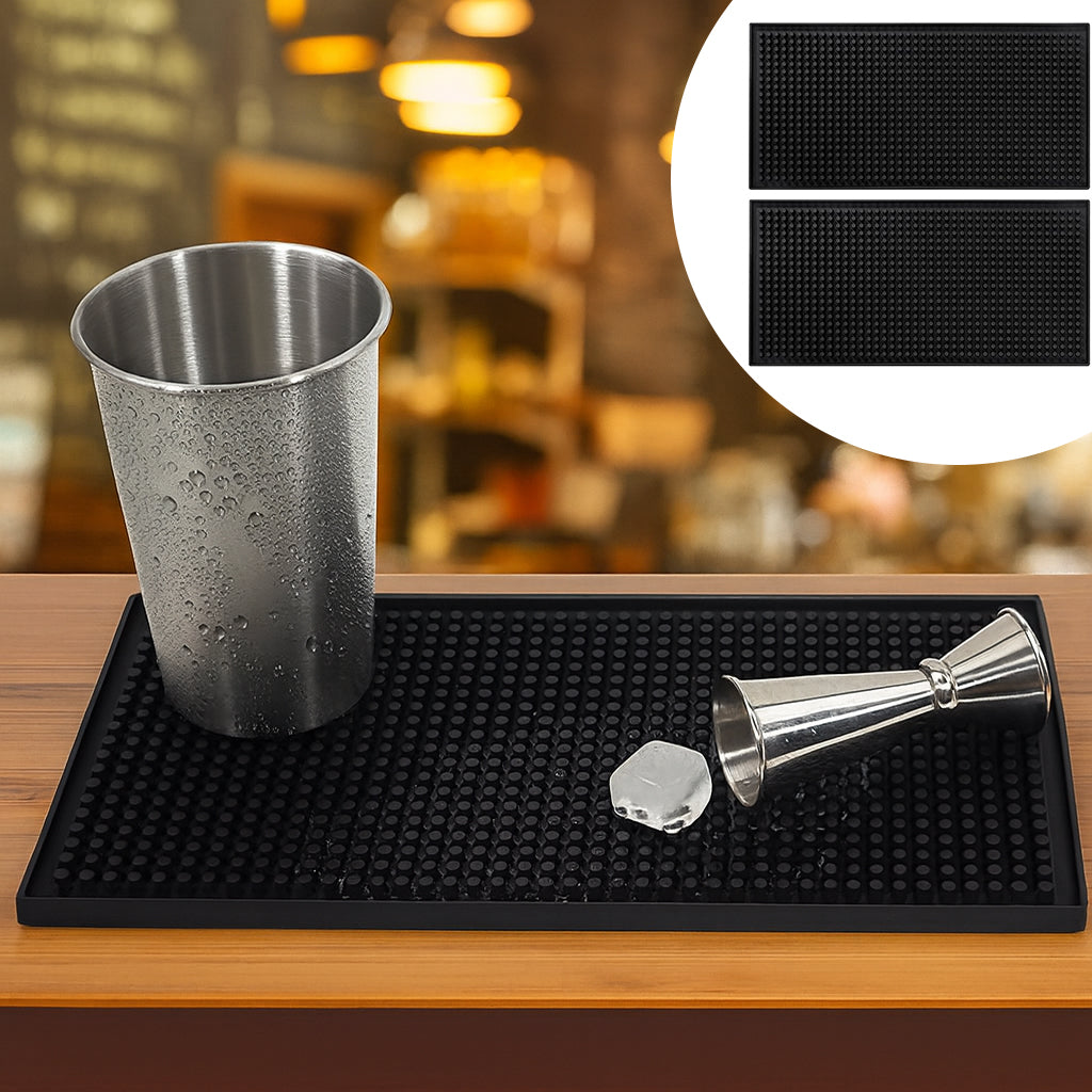Set of 2 Non-Slip PVC Bar Service Mats – 12″ x 6″, Spill Resistant