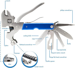 15-in-1 Multi-tool with Screwdriver Bits and 6 Sockets in Storage Pouch