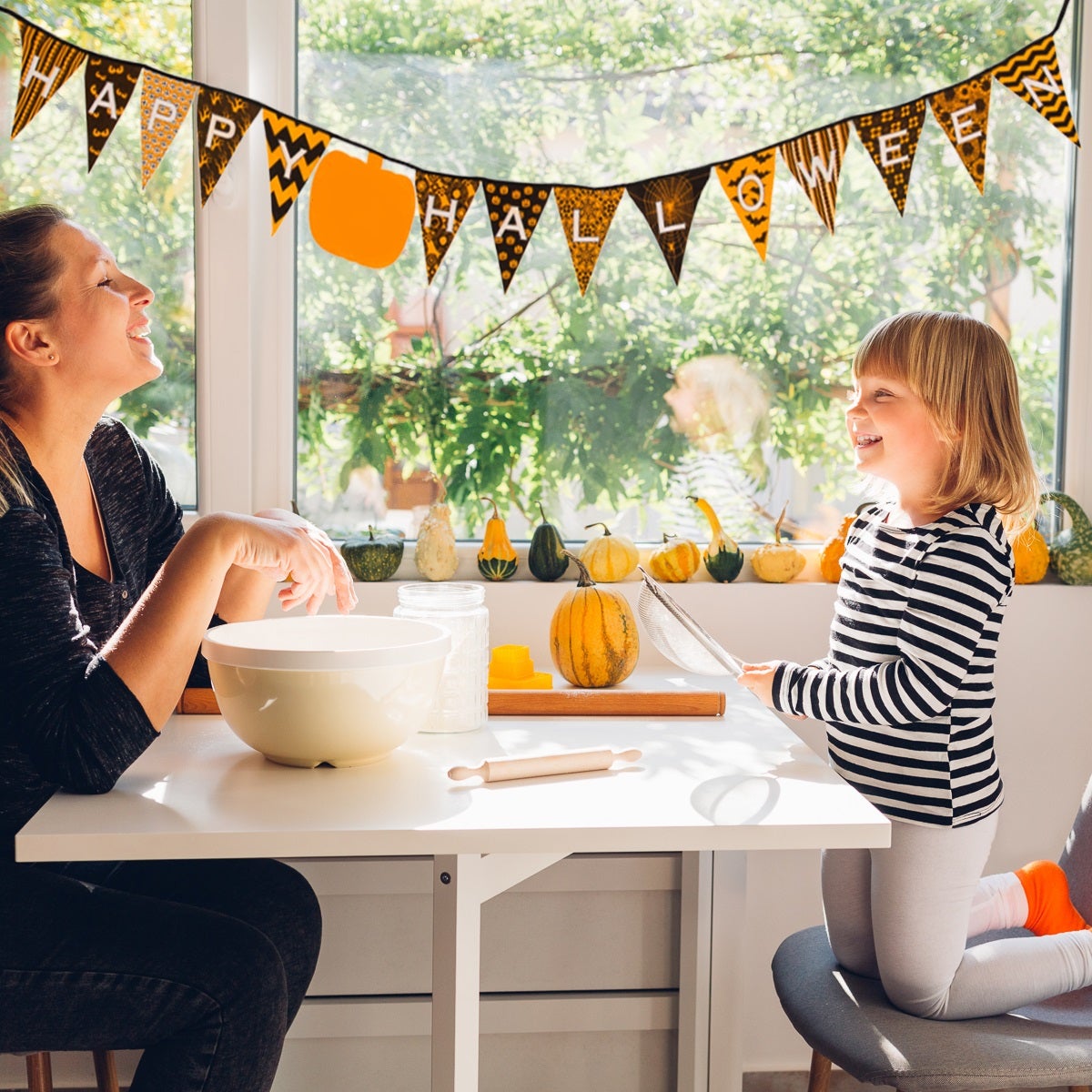 10ft Happy Halloween Banner Party Decoration with Felt Pennants and Pumpkin