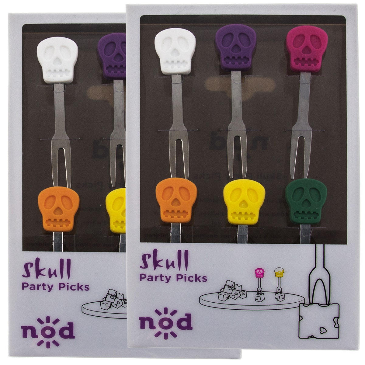 Set of 12 Nod Skull Head Party Picks Appetizer Food Decorations Supplies Parties