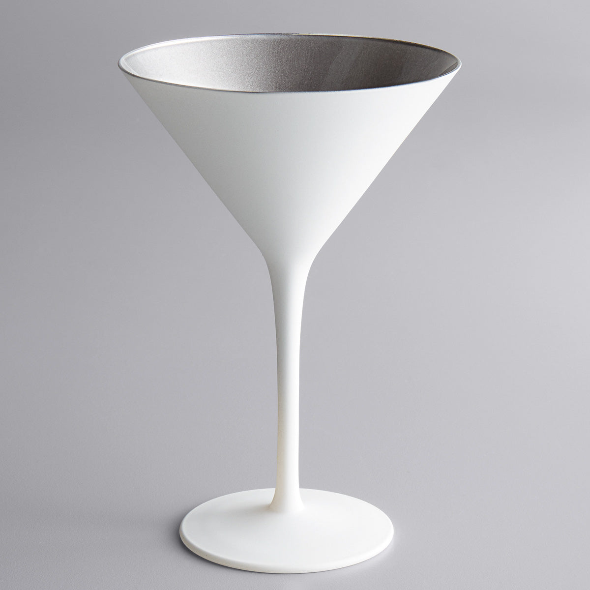 6pk Stolzle Glisten 8.5oz Martini Glasses Glossy White Crystal w/ Metallic Coat