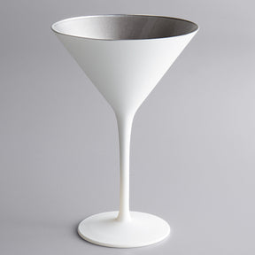 6pk Stolzle Glisten 8.5oz Martini Glasses Glossy White Crystal w/ Metallic Coat