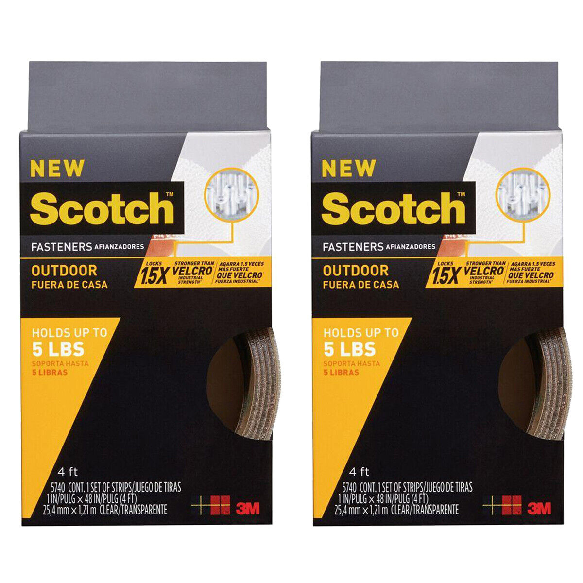 2pk Scotch Outdoor Indoor Permanent Heavy Duty 4ft Fastener Mounting Strips 5lbs