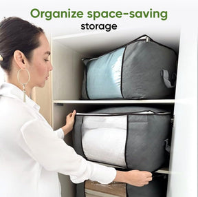 4-Pack Foldable Organizer Bins with Handles & Clear Window - 24 Gallon (90L) Under Bed & Closet Storage Box