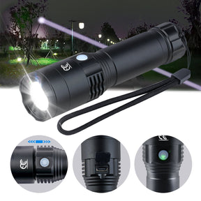 Long Throw Rechargeable Flashlight – 1200 Lumens, USB-C, Zoomable Beam