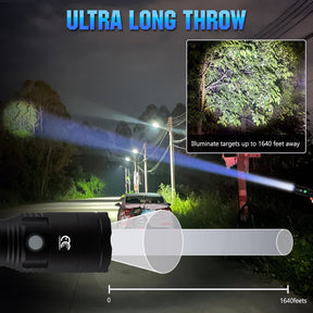 Long Throw Rechargeable Flashlight – 1200 Lumens, USB-C, Zoomable Beam