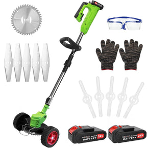 24V Cordless Electric Weed Wacker Kit – 3-in-1 Trimmer with 2 Batteries & 11 Spare Blades
