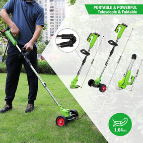 24V Cordless Electric Weed Wacker Kit – 3-in-1 Trimmer with 2 Batteries & 11 Spare Blades
