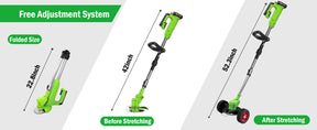 24V Cordless Electric Weed Wacker Kit – 3-in-1 Trimmer with 2 Batteries & 11 Spare Blades