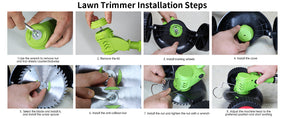 24V Cordless Electric Weed Wacker Kit – 3-in-1 Trimmer with 2 Batteries & 11 Spare Blades