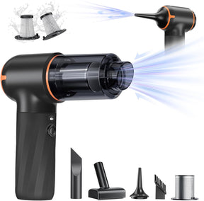 Cordless Handheld Vacuum & Air Duster – 4-in-1 Mini Car Cleaner with LED Light