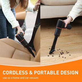 Cordless Handheld Vacuum & Air Duster – 4-in-1 Mini Car Cleaner with LED Light
