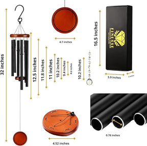 Finesse Outdoor Wind Chime with Photo Frame – 6 Aluminum Tubes – Waterproof Garden Decor