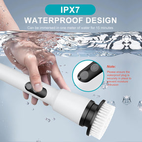Electric Spin Scrubber with 5 Brush Heads – Cordless Shower Scrubber with LED Display, 3 Speeds & Waterproof Design