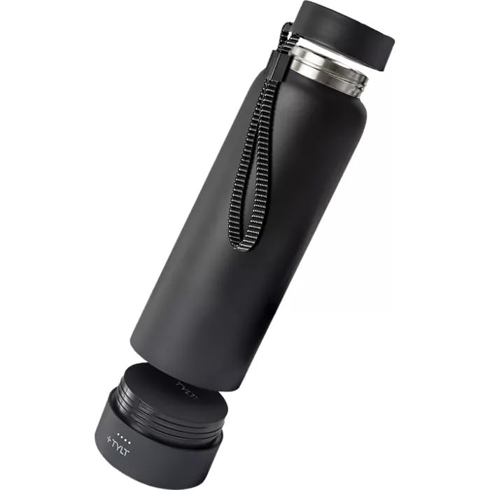 TYLT 24oz Wireless Charger Stainless Steel Water Bottle – Qi Power Bank & USB-C Cable