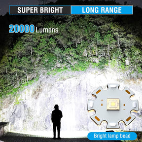 A76 Rechargeable Flashlight 20000 Lumens – Ultra Bright LED with 7 Mode