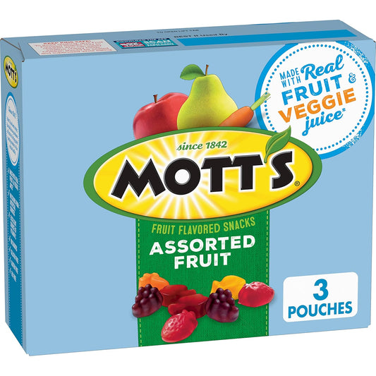 3pk Mott’s Assorted Fruit Flavored Snacks – Made with Real Fruit & Veggie Juice
