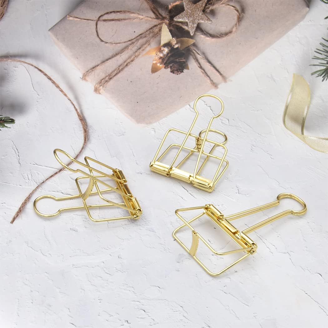 30pk Gold Large Binder Clips – 30mm Metal Paper Clamps for Office, School & Crafts